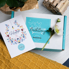 Load image into Gallery viewer, BathBevy product with &#39;Hygge&#39; card on a textured surface