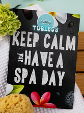 Load image into Gallery viewer, Product packaging with 'Keep Calm and Have a Spa Day' text, featuring flowers and a bath bomb.